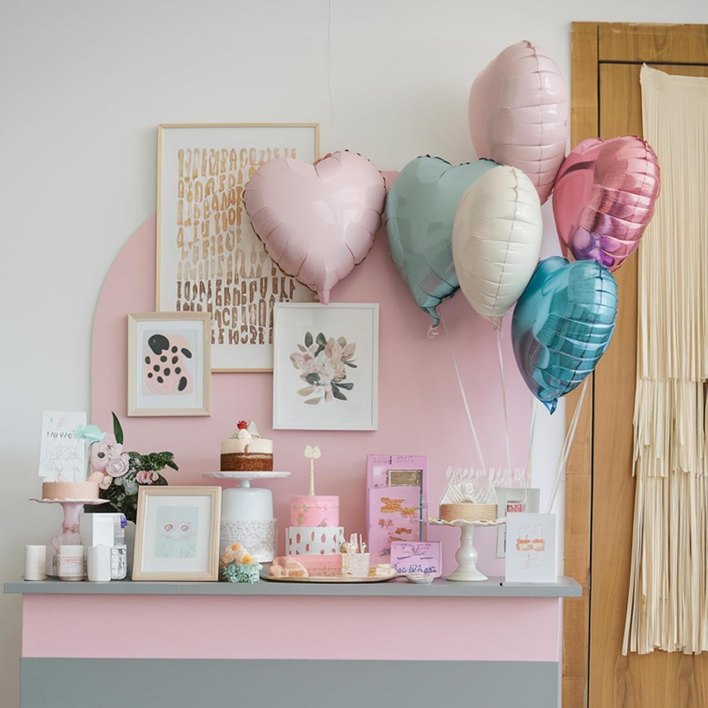 Pastel Colorful Heart Balloons, 18 Inch Matt Rainbow Heart Shape Balloon, 12PCS Multicolor Macaron Helium Foil Heart Balloon for Kids Birthday Baby Shower Engagement Wedding Party Decoration