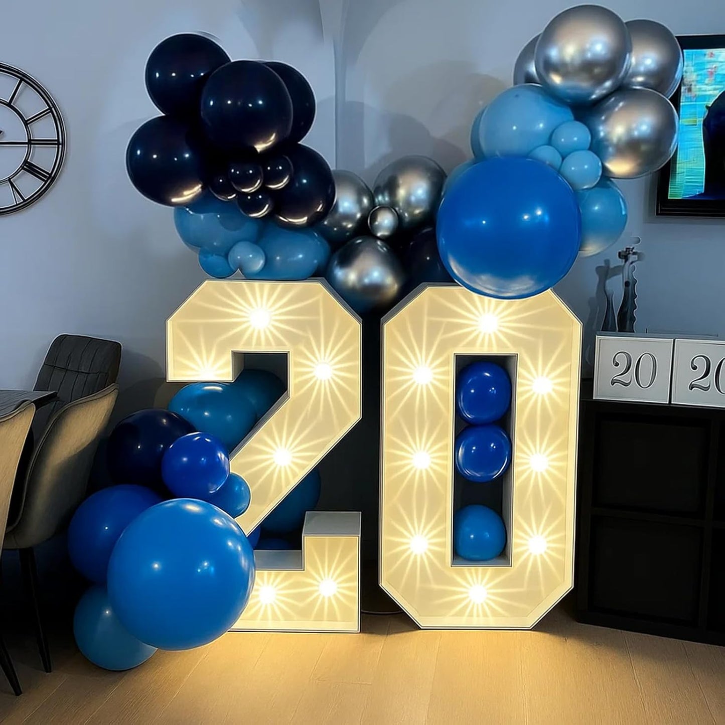 Patimate Blue Silver Balloons Set, 50 pcs 12 inch Metallic Navy Royal Blue Silver Confetti Latex Balloons Kit for Boy Men Birthday Retirement Baby Shower Graduation Party Decorations