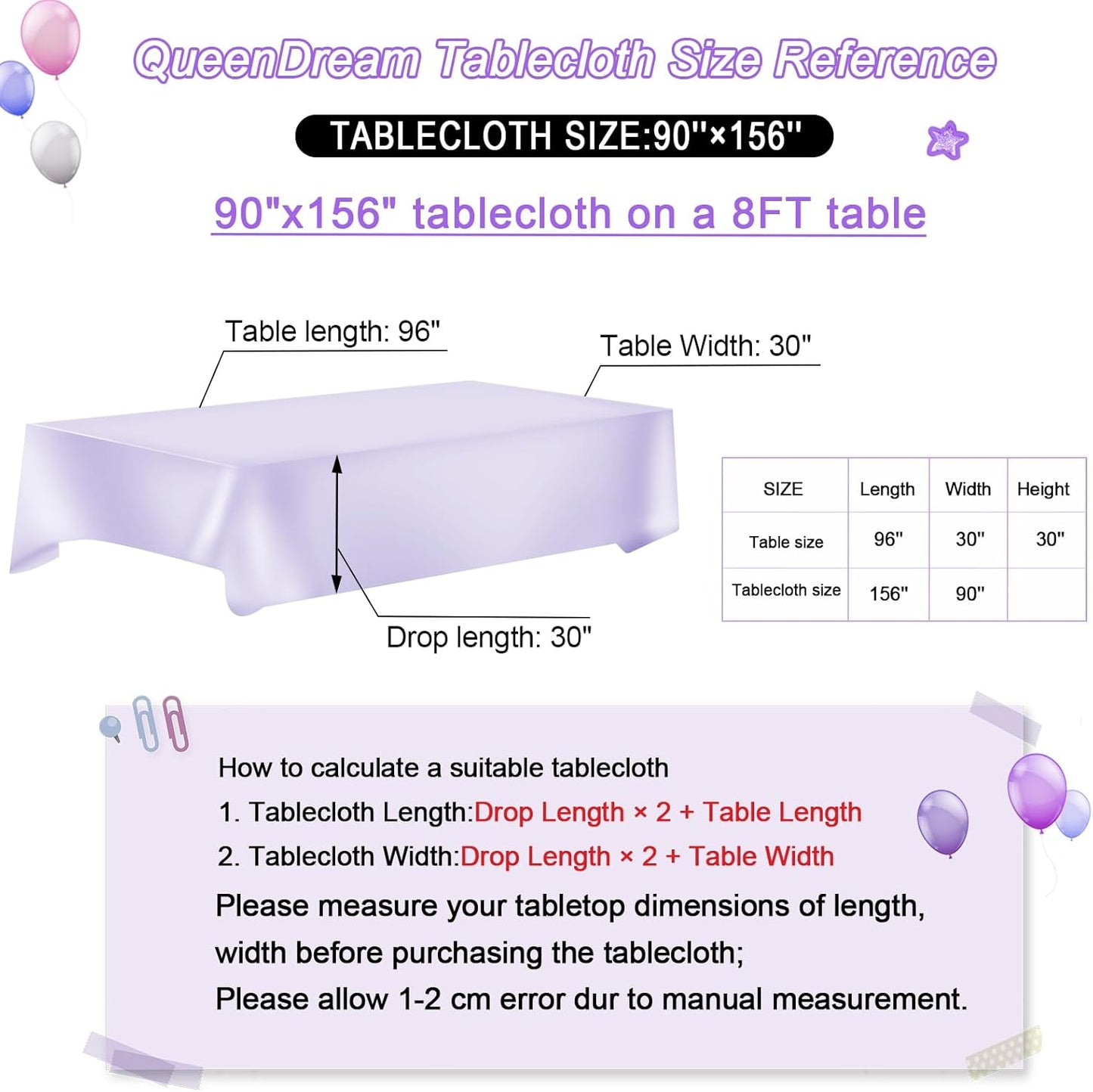 QueenDream Tablecloth 90x156 Rectangle Sequin Tablecloth Purple Wedding Table Linens Glitter Birthday Bridal Party Indoor Outdoor Decorations
