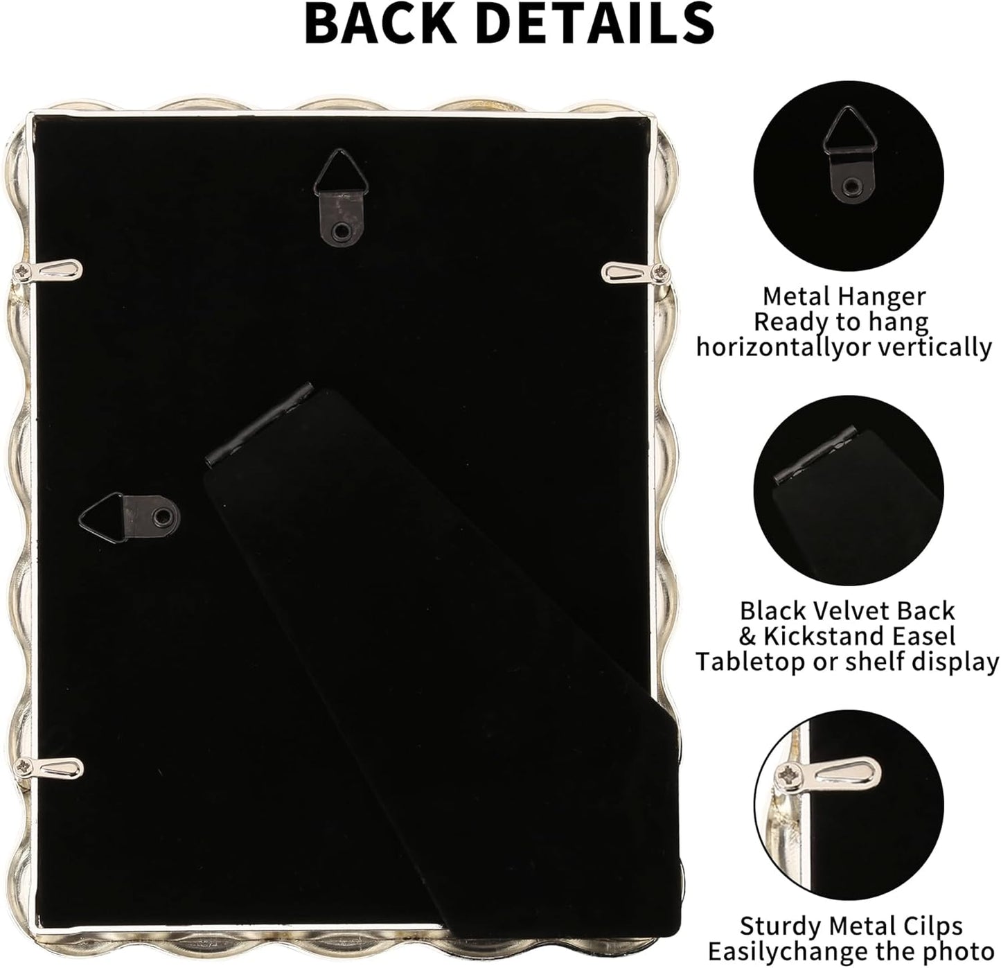 Silver 8x10'' Wave Design Photo Frame with Acid Free Mat for 5x7'',High-End Zinc Alloy Picture Frames with Velvet Back,Fashionable Style Silver frames 7x5''