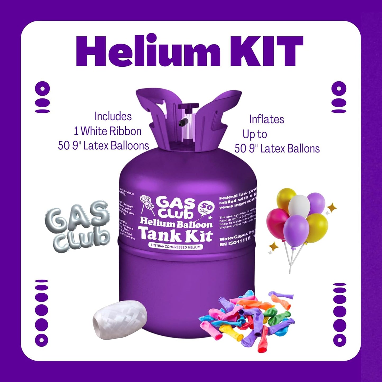 13L Helium Tank for Balloons At Home Helium Balloon tank Up To 50 Latex Balloons