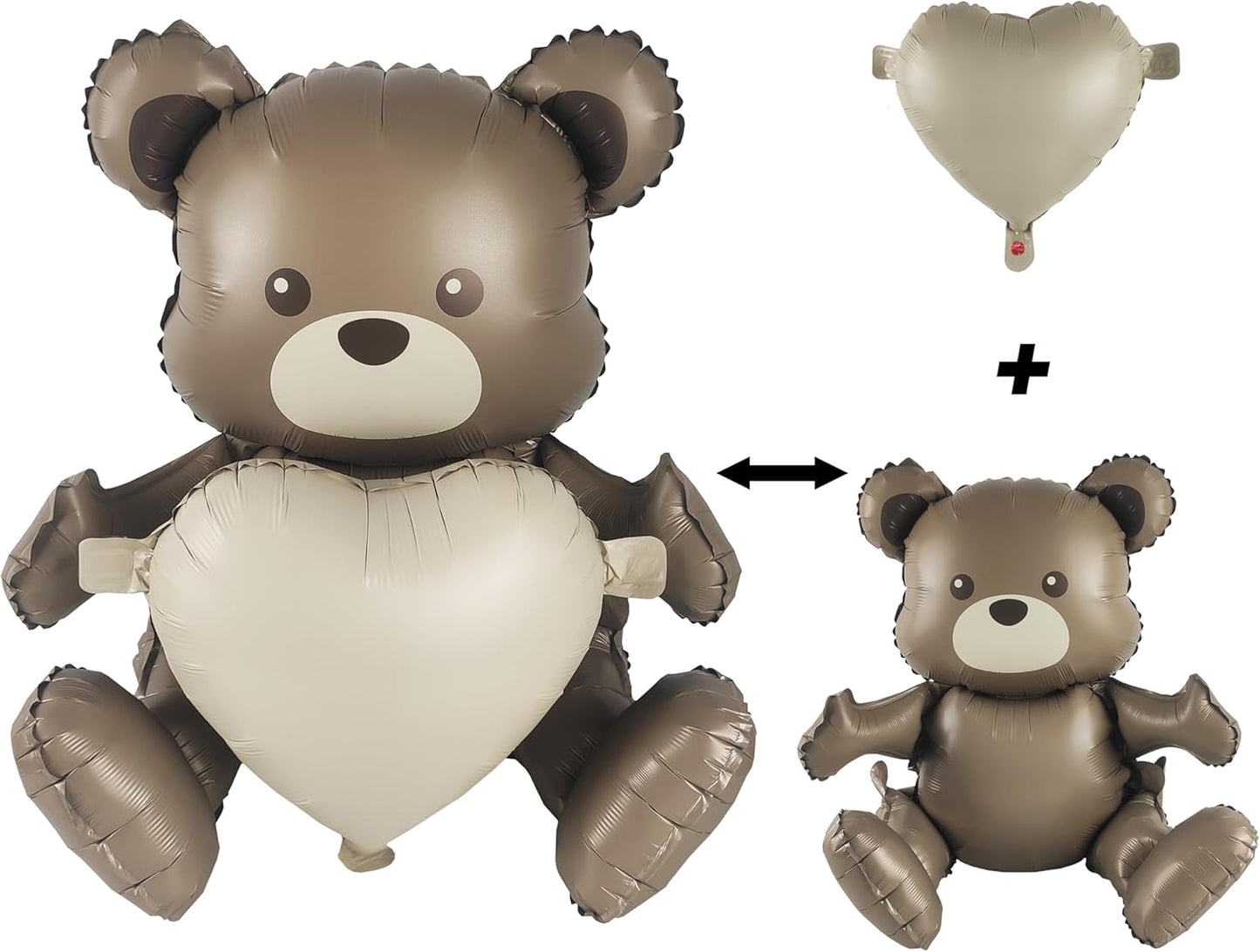 Matte 4D Big Brown Bear Balloons Cartoon Teddy Bear Party Supplies, Matte Bear Helium Mylar Foil Balloons For Jungle Woodland Animal Farm Safari Zoo Themed Party Decoration Home Decor