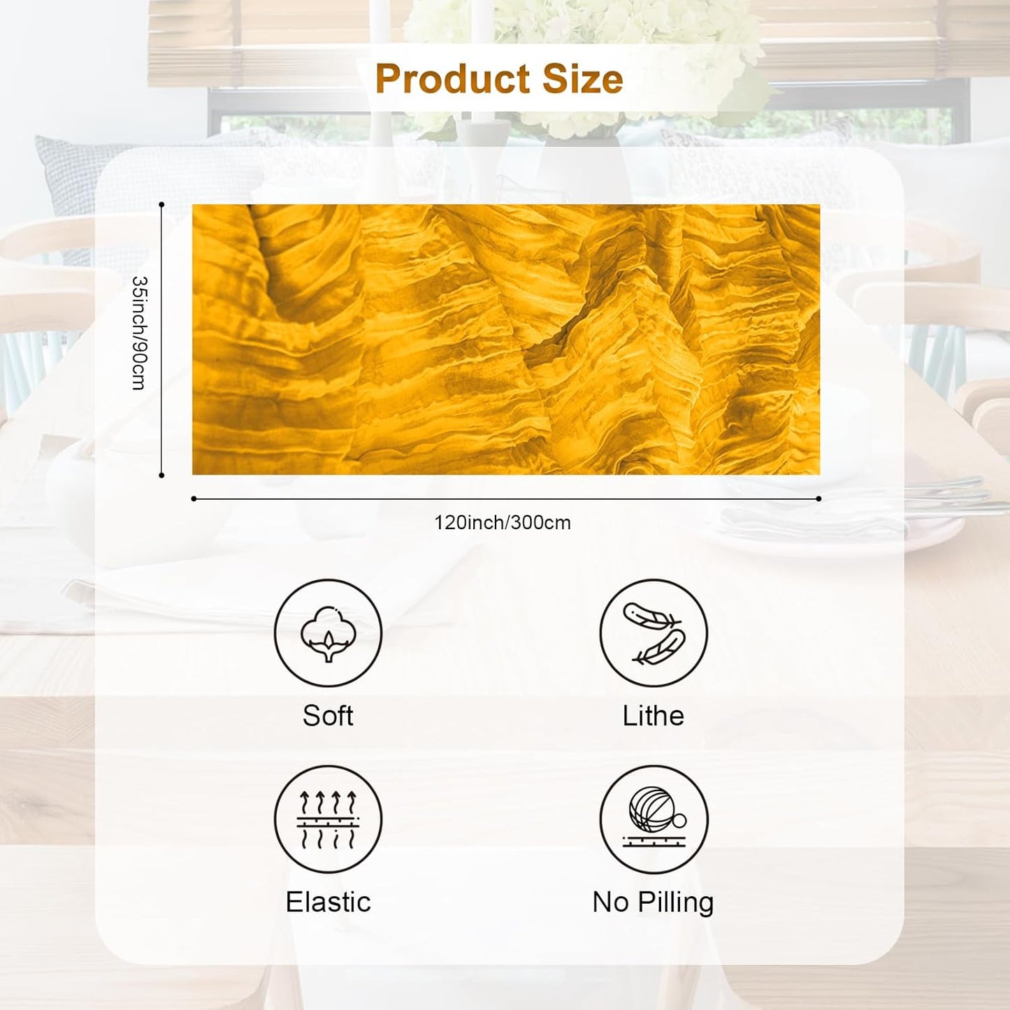 6 Pack Gold Cheesecloth Table Runner 35x120 Inch 10Ft Rustic Gauze Cheese Cloth Table Runner Sheer Cheesecloth Table Runners for Wedding Party Bridal Shower Decoration