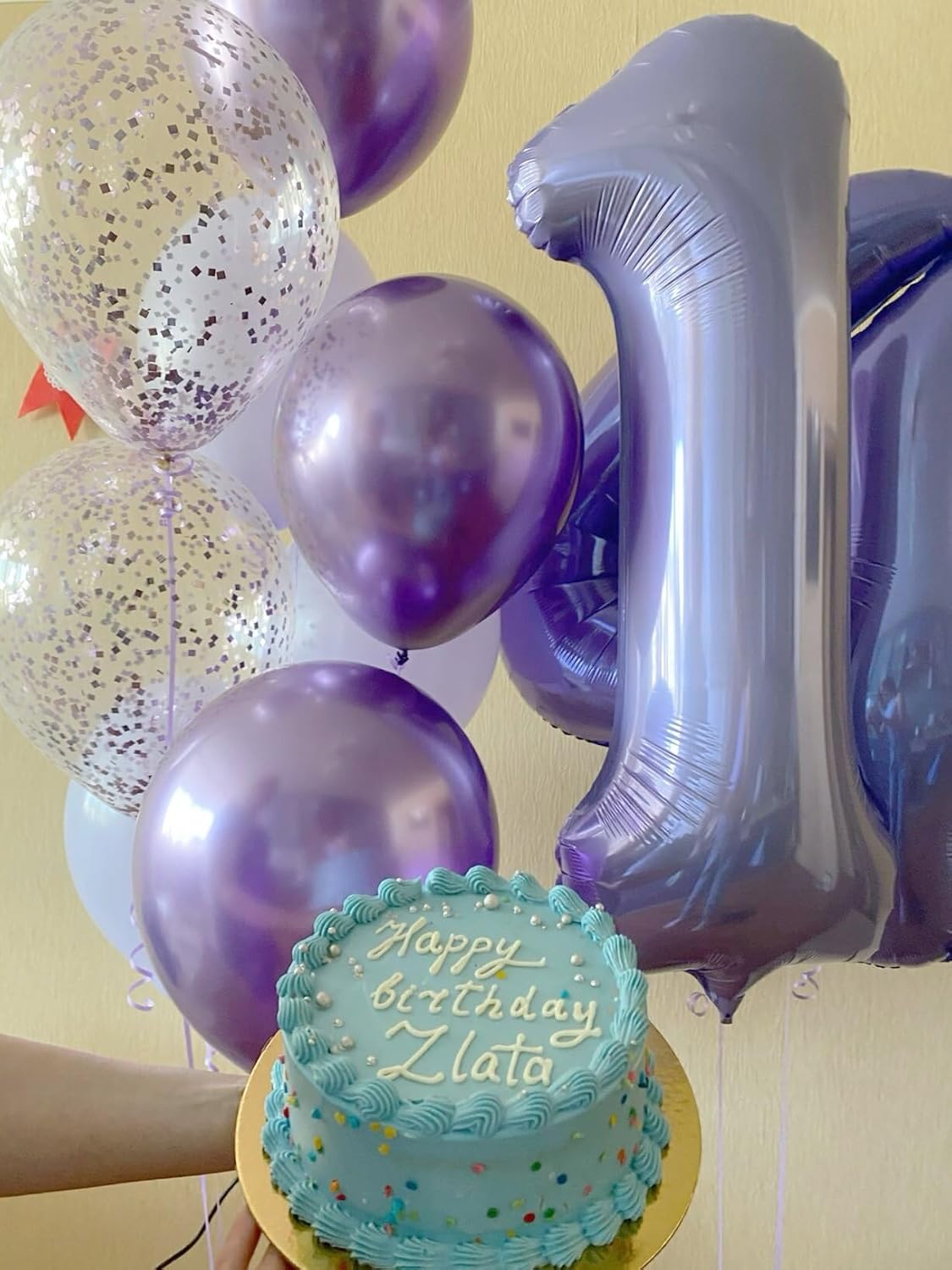 40 Inch Lilac Large Number 4 Balloons, Giant Foil Number Four 14 24 34 40 44 Balloons, Lavender Mylar Big Balloon for Anniversary Graduation Decorations