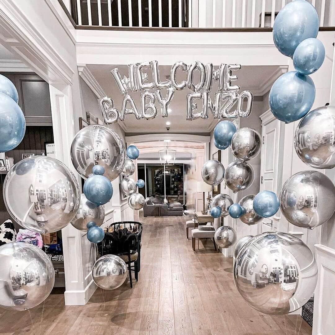 6 Pack Silver 22 Inch 4D Foil Balloons Big 360 Degree Round Sephere Mylar Balloons Mirror Finish Metallic Balloons for Wedding,Birthday,Bachelorette,Baby Shower Decorations Party Supplies