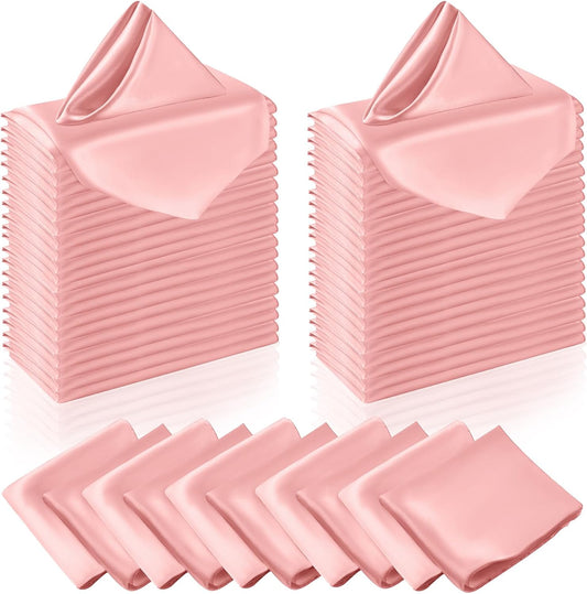 Manyshofu 60 Piece Blush Satin Napkins - 20x20 Inch Square Fabric Napkins for Wedding Dinner Party Lunch