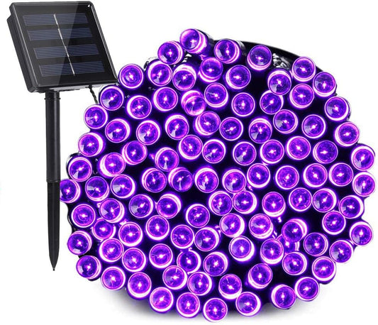 Toodour Solar Christmas Lights, 72ft 200 LED 8 Modes Outdoor Christmas String Lights, Waterproof Solar String Light for Xmas Tree, Fence, Holiday, Party, Balcony, Outdoo Xmas Decorations - Purple