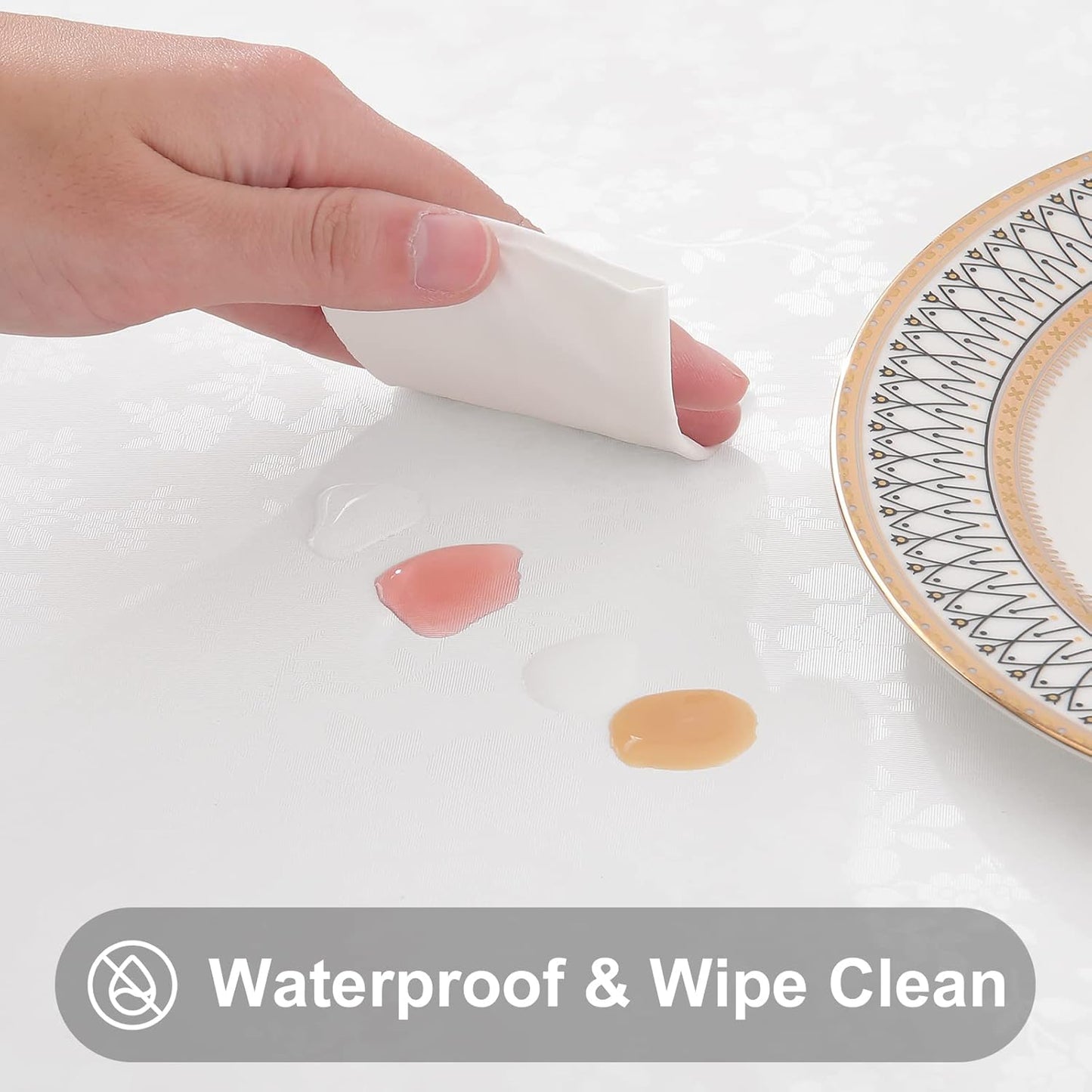 Smiry Rectangle Table Cloth, Waterproof Heavy Duty Vinyl Tablecloths, Wipeable Washable Table Cover for Kitchen and Dining Room (White, 54" X 108")