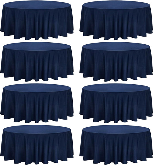 8 Pack Round Tablecloth 70 Inch Round Table Covers Bulk Washable Polyester Fabric Round Table Clothes for Wedding Party Reception Banquet Buffet Restaurant (Navy Blue, 70 Inch)