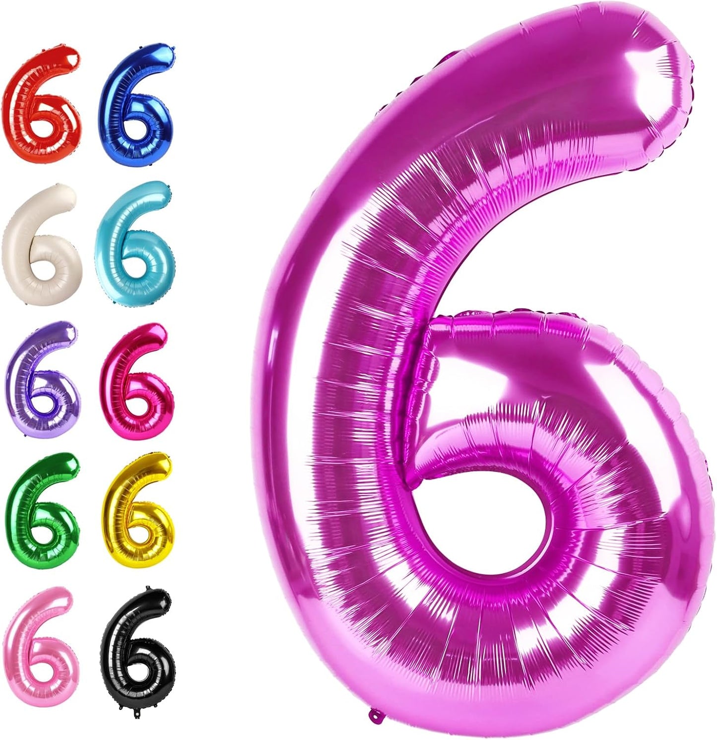 2026 Rosy Purple 40 Inch Mylar Foil Number 6 Balloon, Birthday Balloons for 6 16 Boy Girl Party Decorations Supplies,Rosy Purple Big Helium Balloon Numbers for 26 36 46 60 Men Women Anniversary