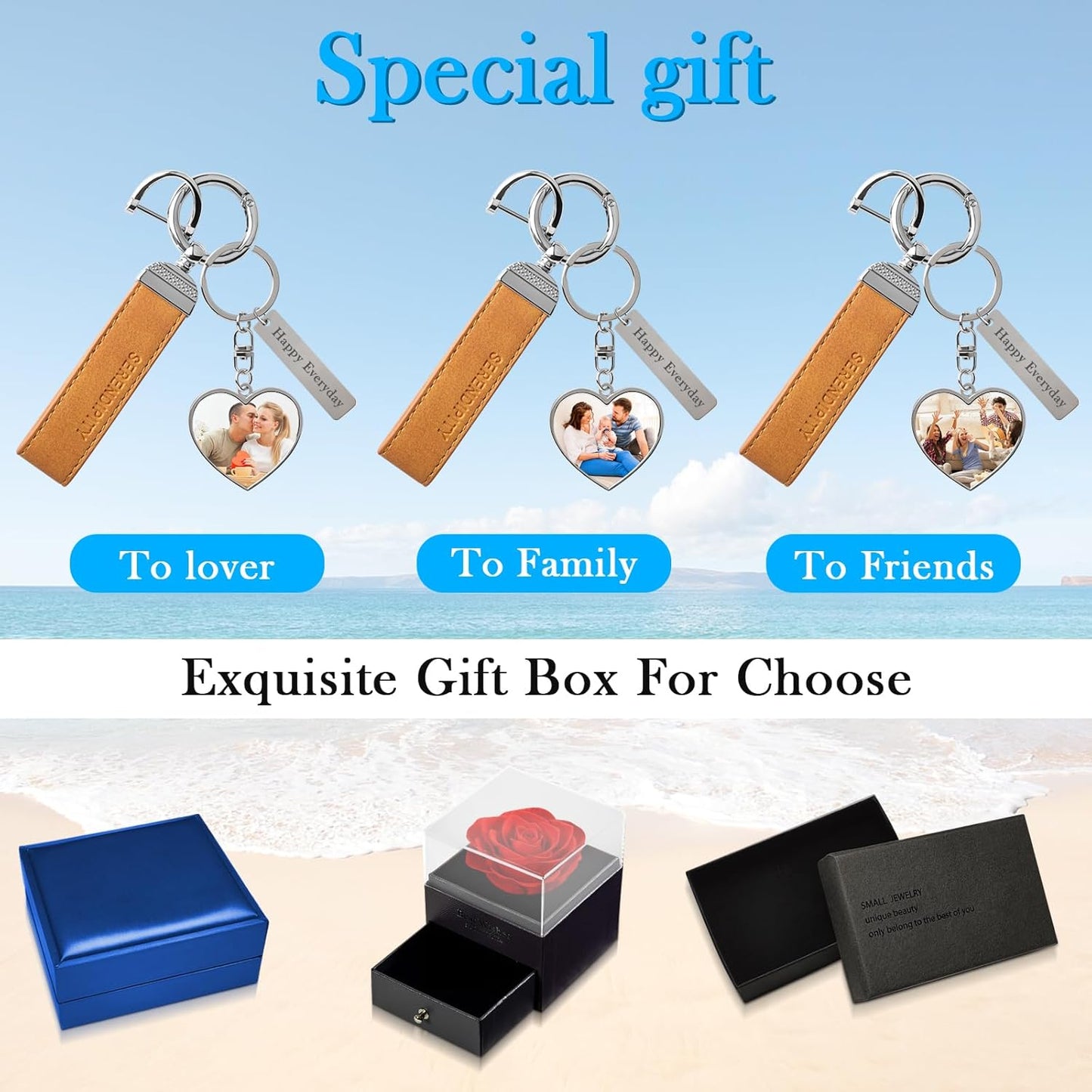 Double Side Custom Keychain with Picture Personalized Engraving Photo Text Customized Gifts for Men Women