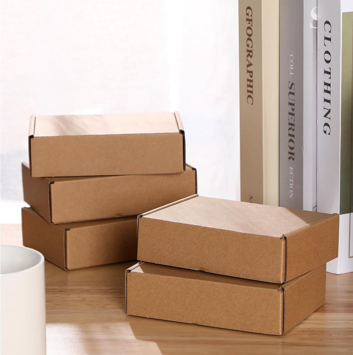 Qilery 100 Pcs Shipping Boxes Cardboard Gift Corrugated Cardboard Brown Boxes Mailer Packaging for Mailing Small Business Present (5.91 x 3.94 x 1.57 Inches)