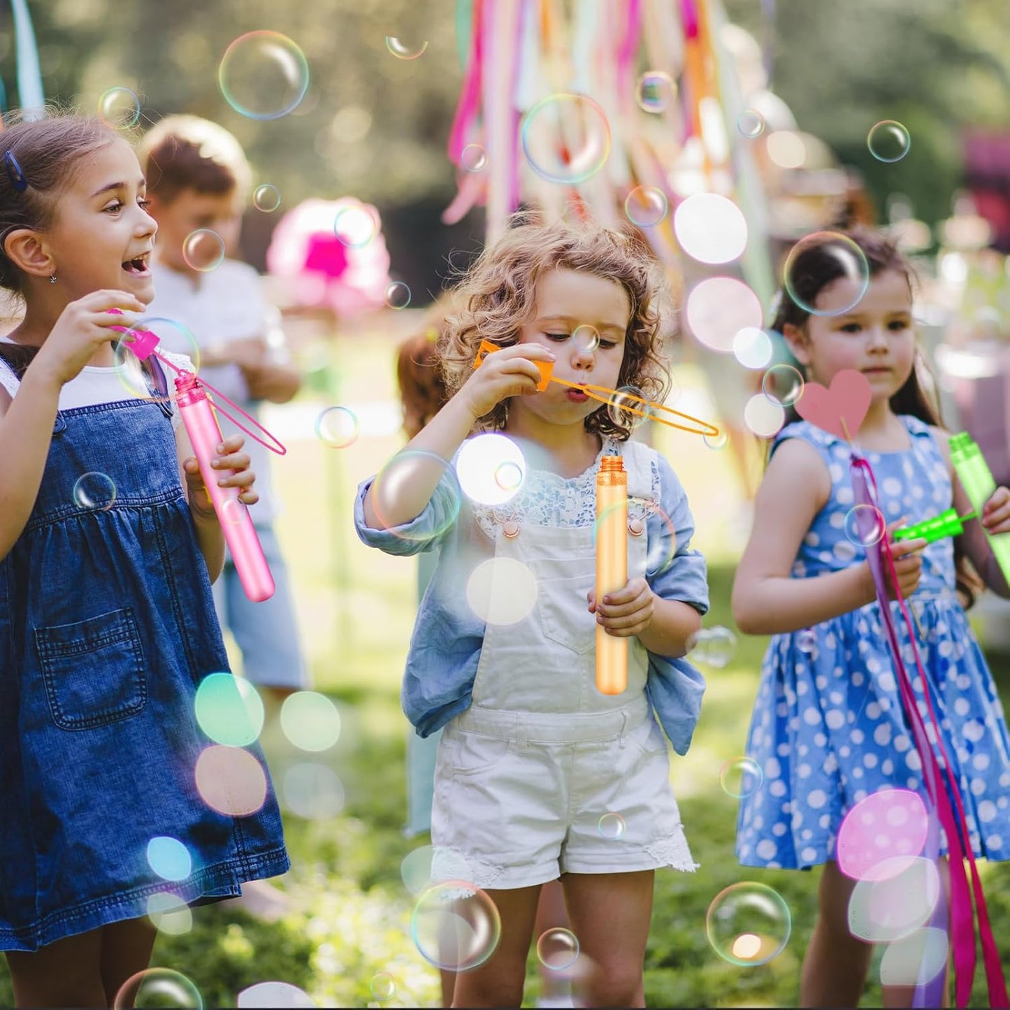 Bubble Wand, 60 Pcs Bubble Wands Bulk in 6 Colors, Bubble Party Favors for Kids, Summer Toys, Indoor Outdoor Activity, Themed Birthday, Wedding, for Girls & Boys