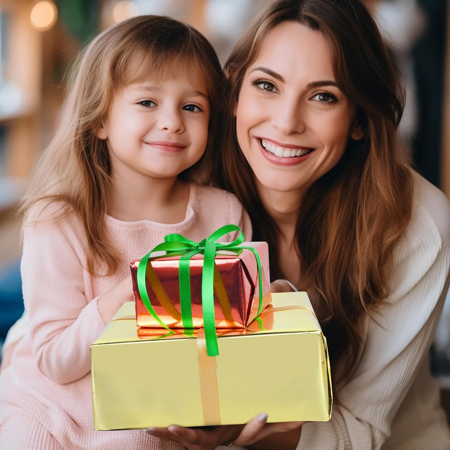 KMER LIFE Metallic Wrapping Paper Roll 17 x 394 inch for Birthday, Christmas, Baby Shower, Valentines, Wedding, Holiday - Premium Gift Wrap (Red)