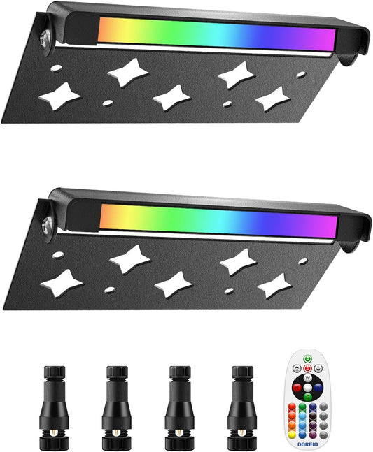 5W RGB Retaining Wall Lights 7 inch LED Hardscape Lighting Color Changing Low Voltage Landscape Paver Lights 12V 24V Step Lights Outdoor IP66 Waterproof Stair Lighting (2 Pack+Connectors)