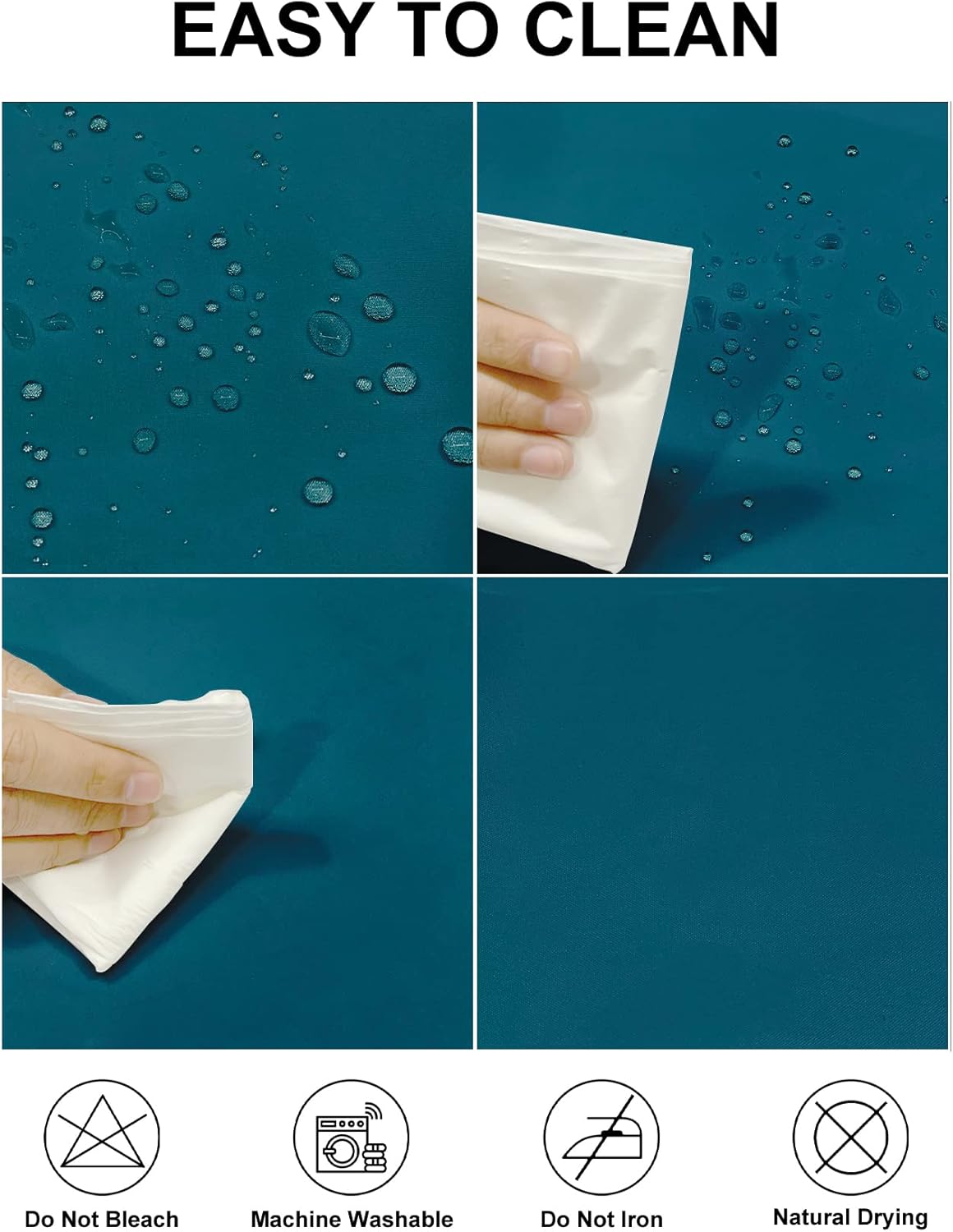 Fokitut 2 Pack Waterproof Round Tablecloth, 108 Inch, Stain Resistant and Wrinkle Polyester Table Cloth, Fabric Table Cover for Kitchen Dining, Wedding, Party, Holiday Dinner-Caribbean Blue