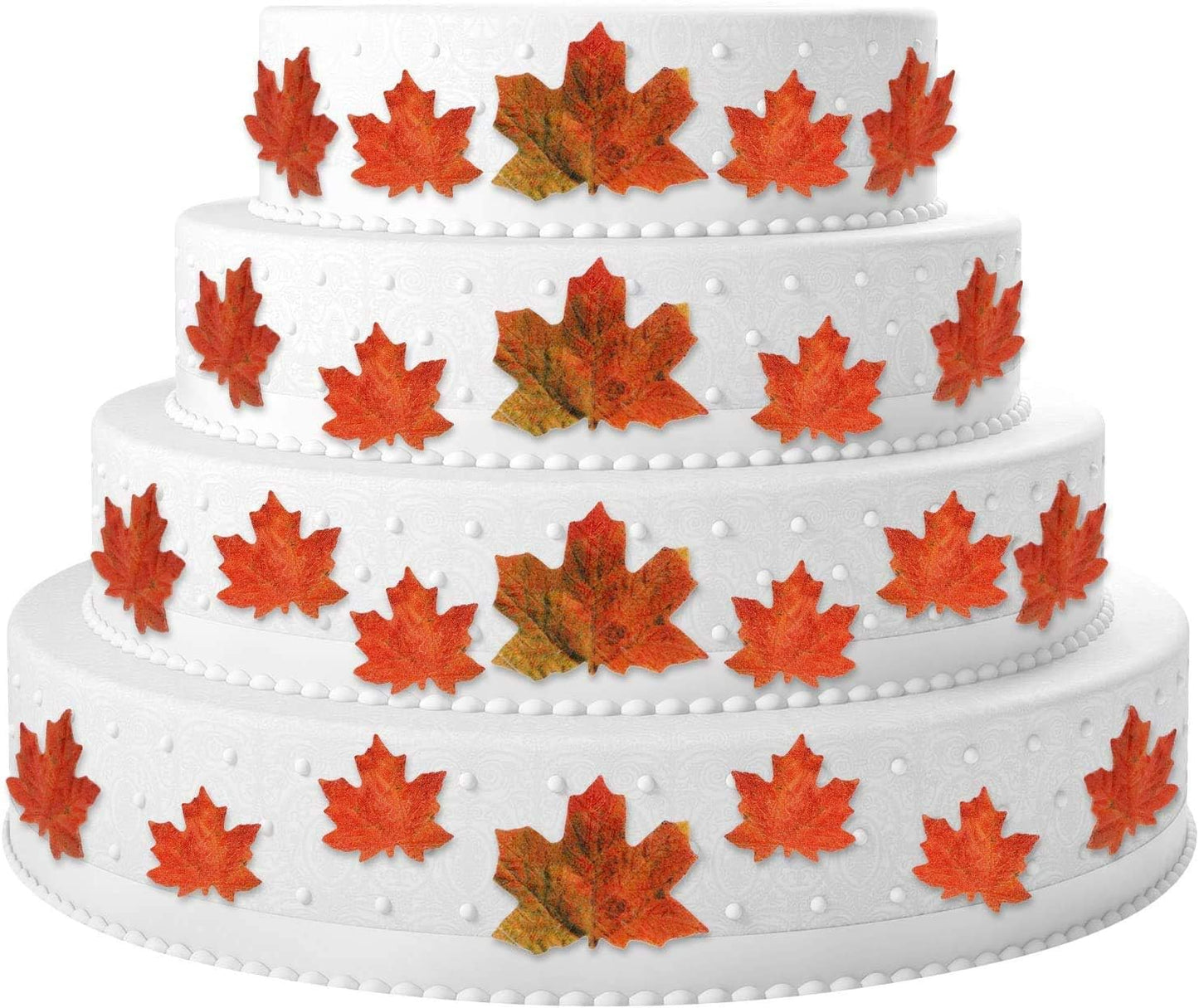 SUSSURRO 100 Pieces Edible Fall Leaves Gold Leaf Cupcake Toppers maple leaves Cake Toppers Edible gold leaf Cake Topper for Party Decoration with Plastic Box