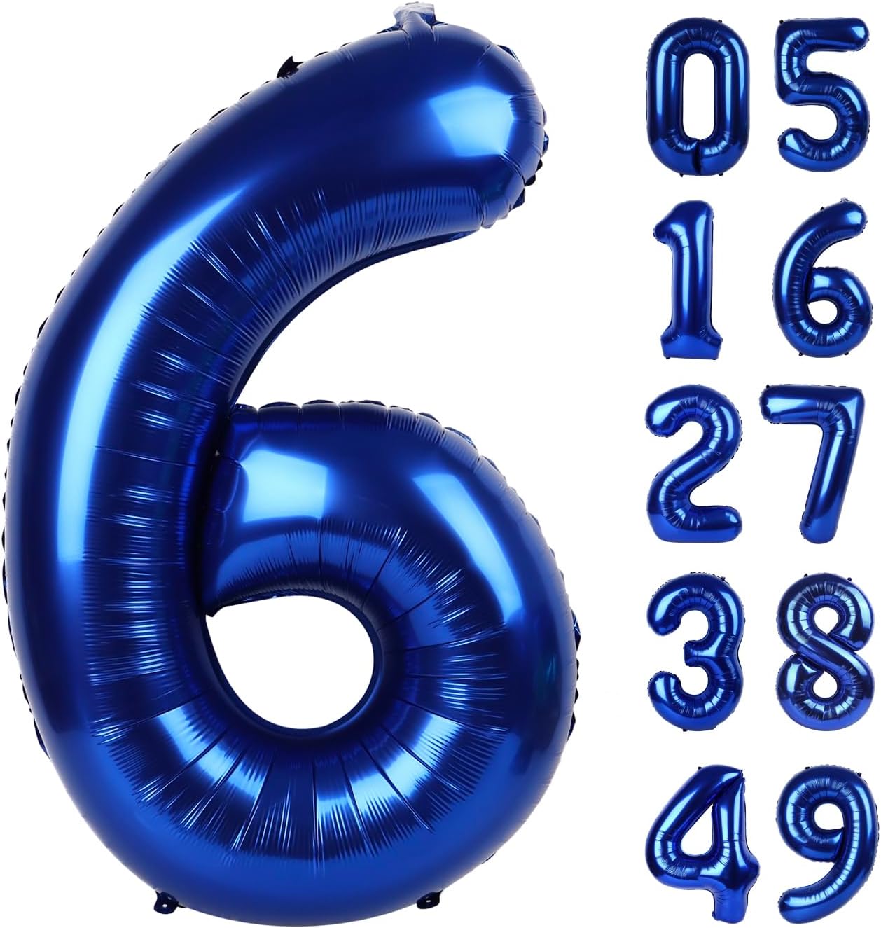 40 Inch Night Blue Mylar Foil Number 6 Birthday Balloon, Digital Balloons for 6 16 Boy Girl Party Decorations Supplies, Night Blue Big Helium Balloon Numbers for 26 36 46 60 Men Women Anniversary