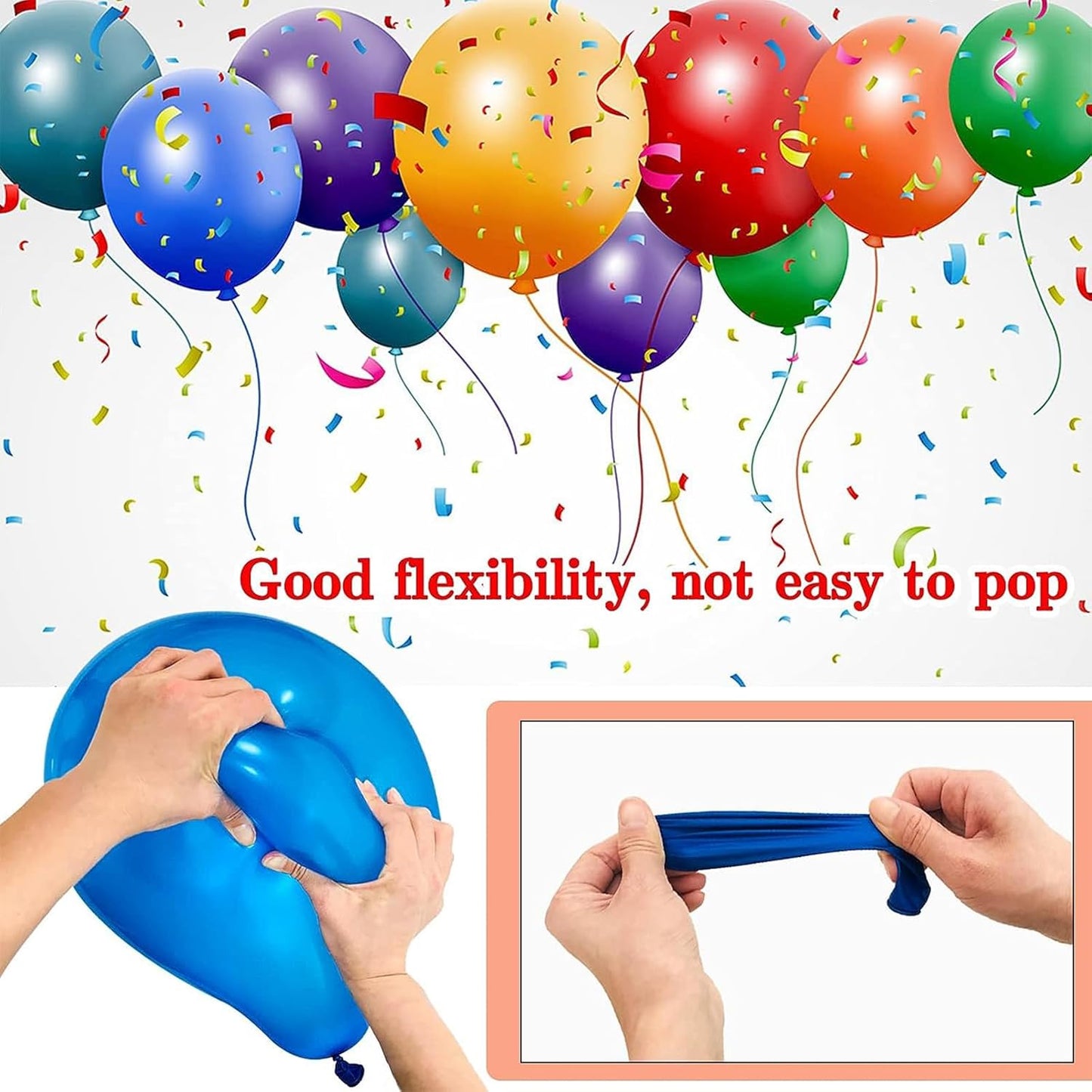 68Pcs Blue and White Balloons Kit 12 Inch, Blue Confetti Balloons Light Blue Baby Blue Pearl White Party Balloons with Ribbons for Birthday, Wedding, Baby Shower, Graduation Decorations