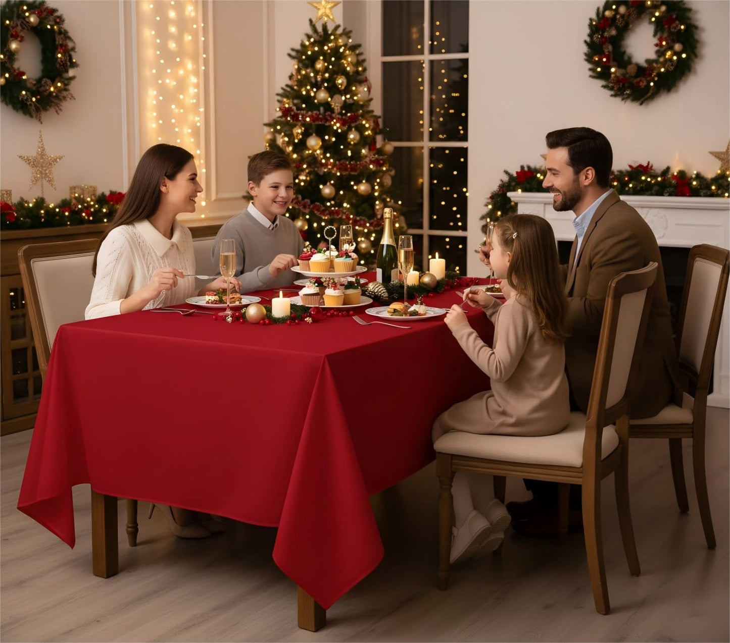 Fitable Red Tablecloths for Rectangle Tables, 6 Pack - 70 x 120 Inches - Reusable and Washable Table Clothes for 6-8 Ft Tables, Polyester Fabric Table Covers for Wedding, Party, Banquet