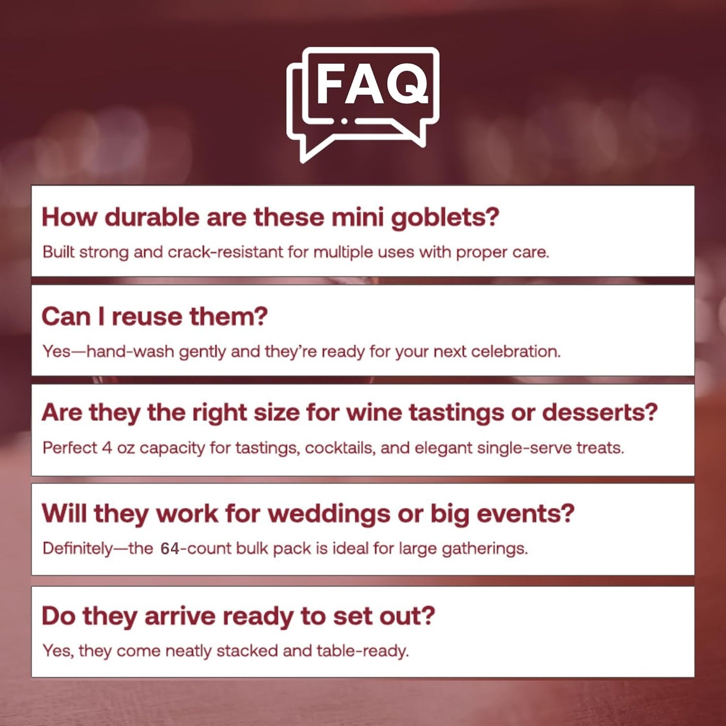 Smarty Had A Party 4 oz Plastic Stemless Wine Glasses (64 Pieces) – Disposable Goblets & Plastic Water Goblets for Wedding Bulk – Wine Glasses Disposable Classy for Toast, for Tastings and Parties