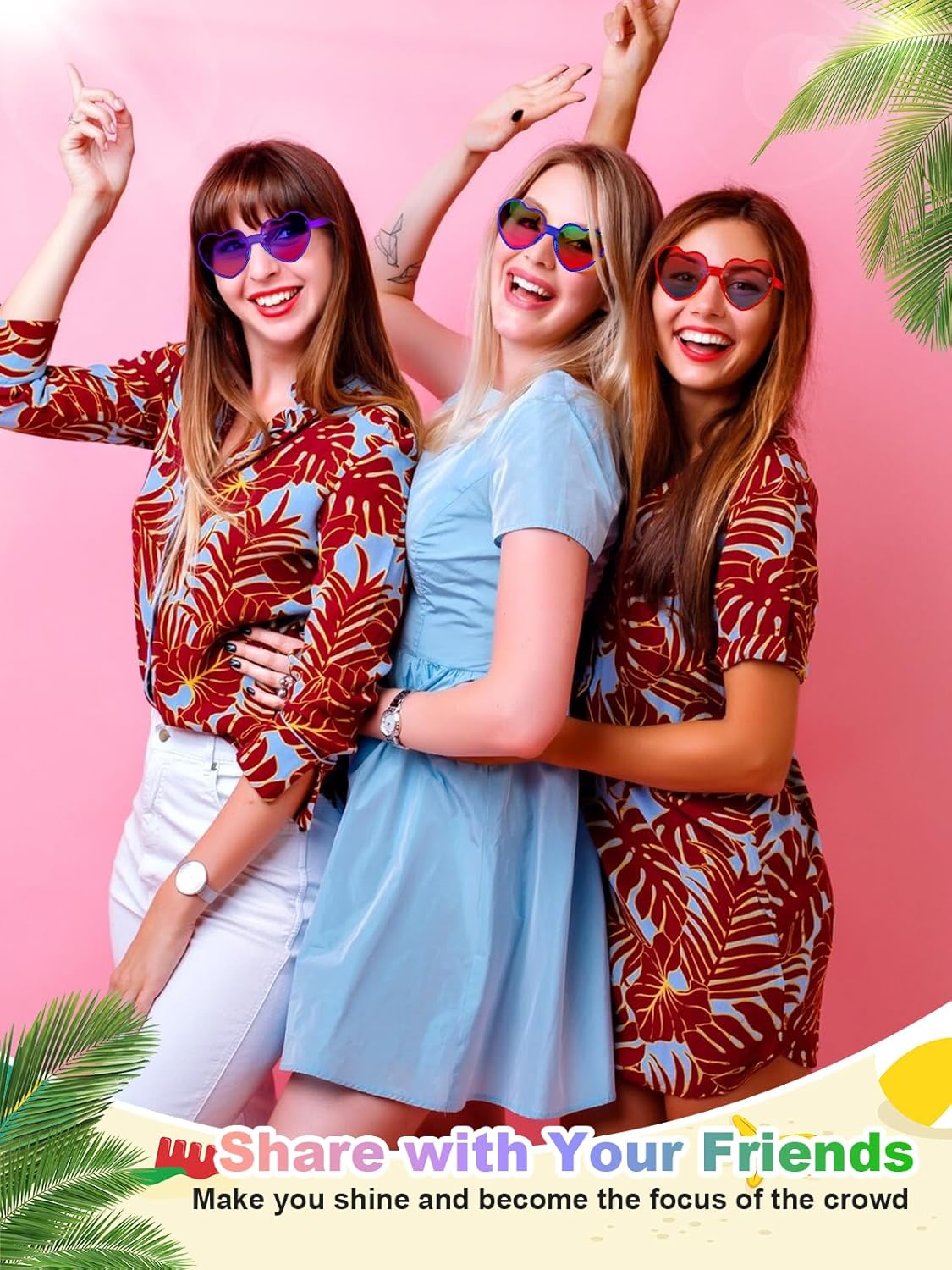 12 Pairs Heart Shaped Sunglasses for Women Colorful Glasses Fun Trendy Transparent Heart Sunglasses Party Favor (Gradient Colors)