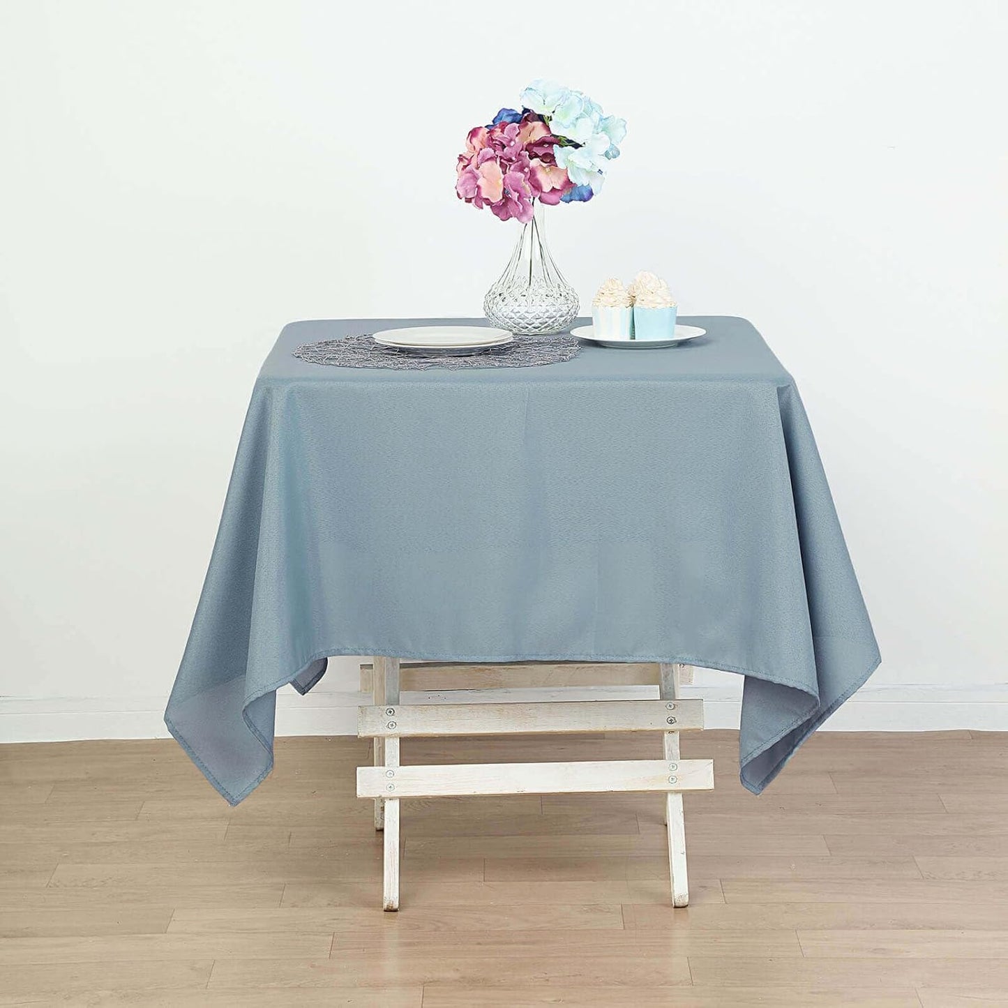 Efavormart 54x54 Dusty Blue Wholesale Linens Seamless Polyester Square Linen Tablecloth for Wedding Banquet Party Restaurant