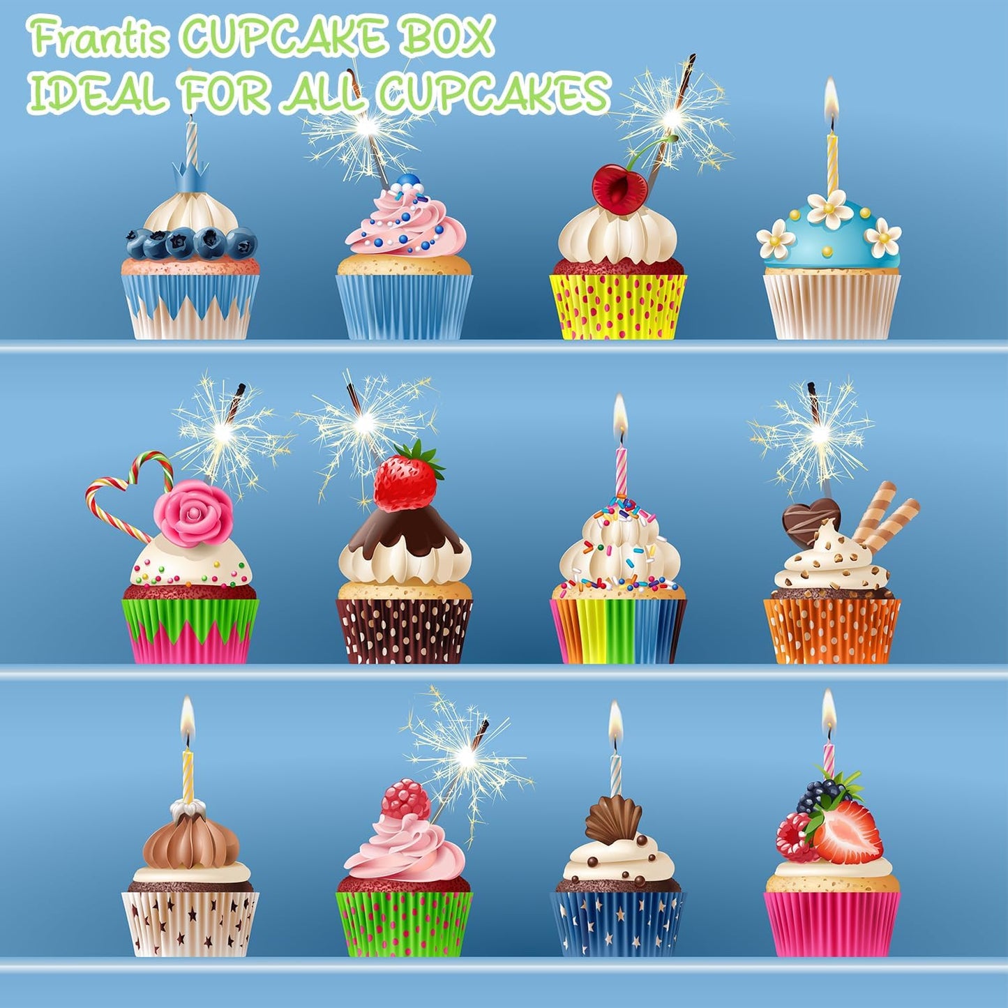 Individual Cupcake Boxes 4x4x5 Inches Disposable Pastry Tray Boxes, With Window Insert and Handle, Perfect for Parties, Birthdays, Bakery Wrapping and Events Containers (Green-50Pack)