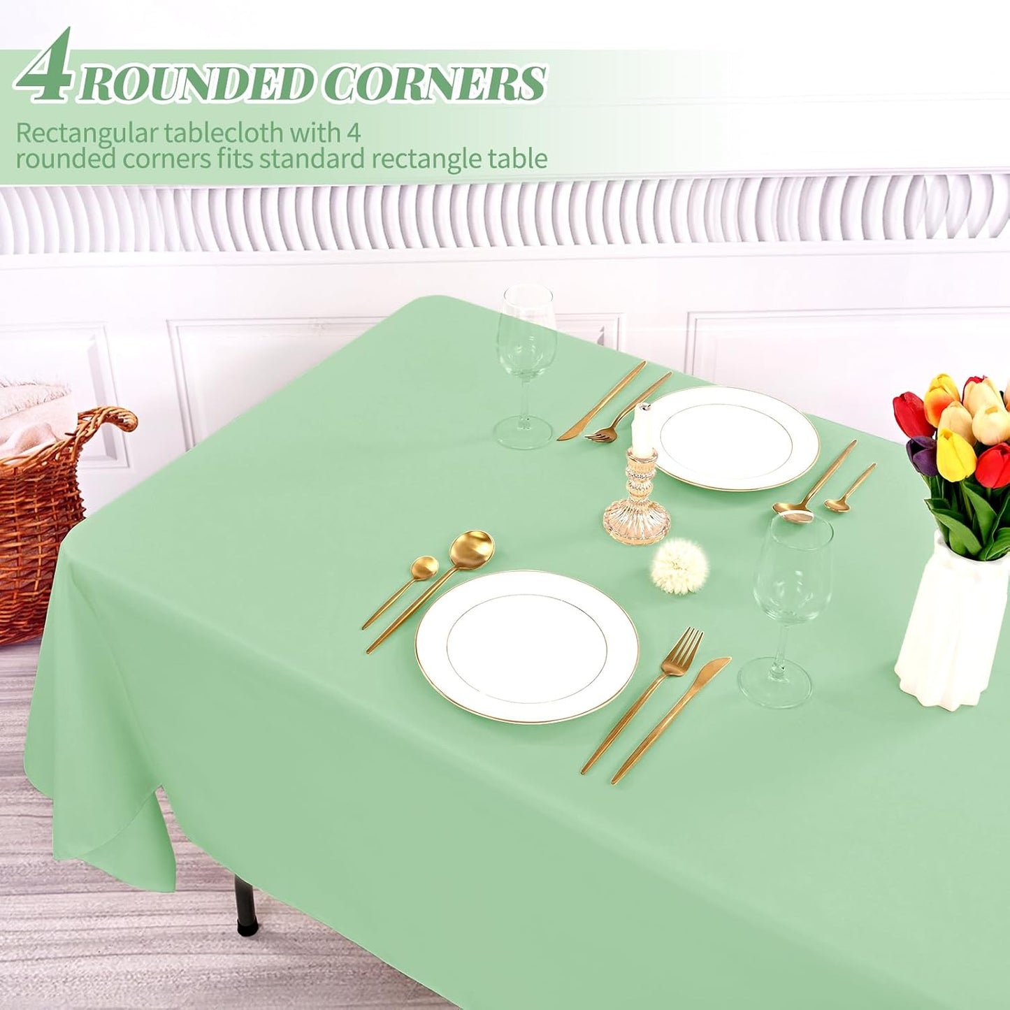 12 Pack 60 x 126 Inch Rectangle Tablecloth Sage Green Polyester Tablecloth for 8 Ft Rectangle Tables, Washable Fabric Table Cloth for Wedding Dining Table Buffet Parties Camping