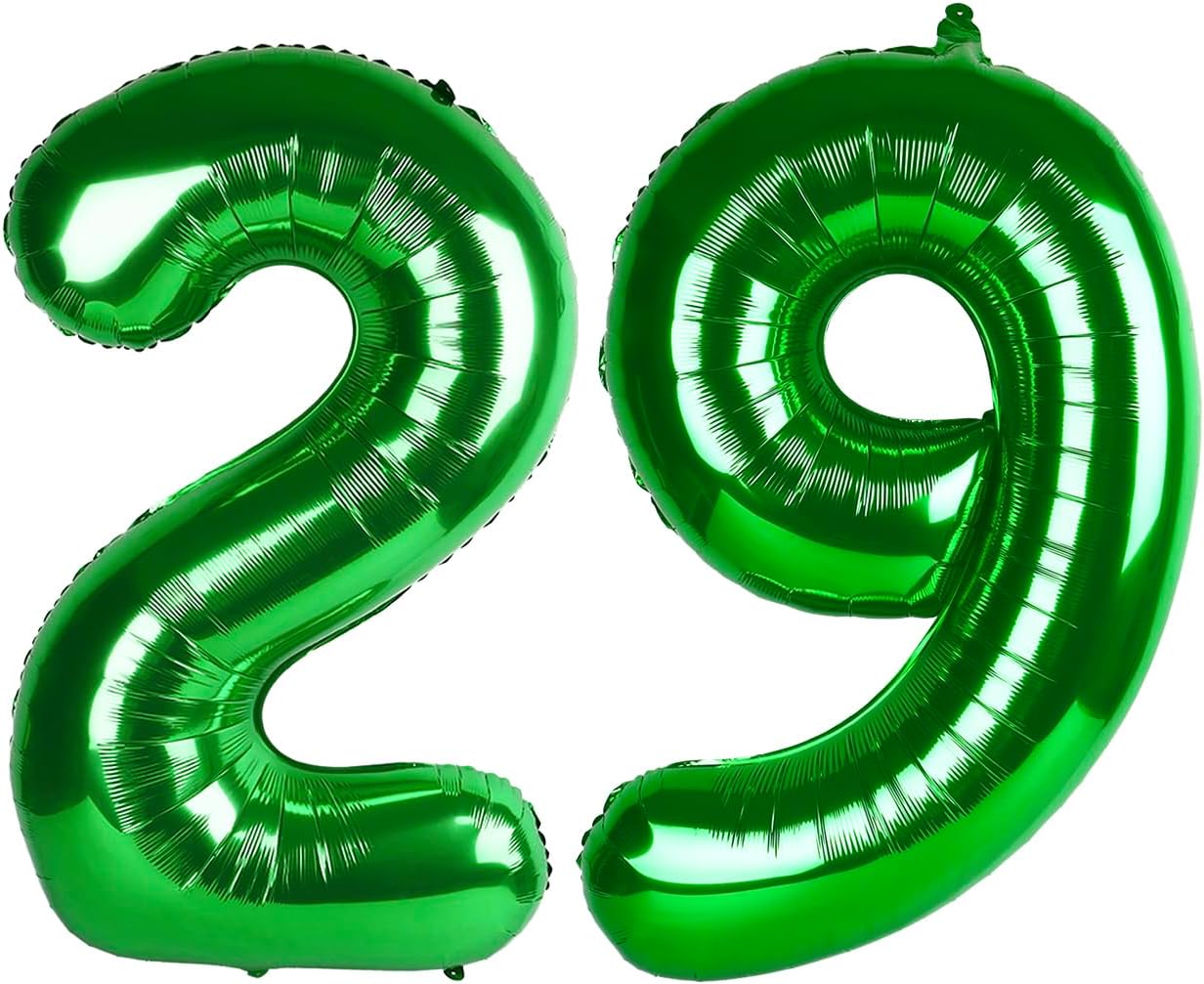 40 Inch Big Green 29 Balloon Number, Jumbo Giant Happy 29th Birthday Party Decorations, Large 29 Mylar Foil Anniversary Birthday Party Engagement Decorations