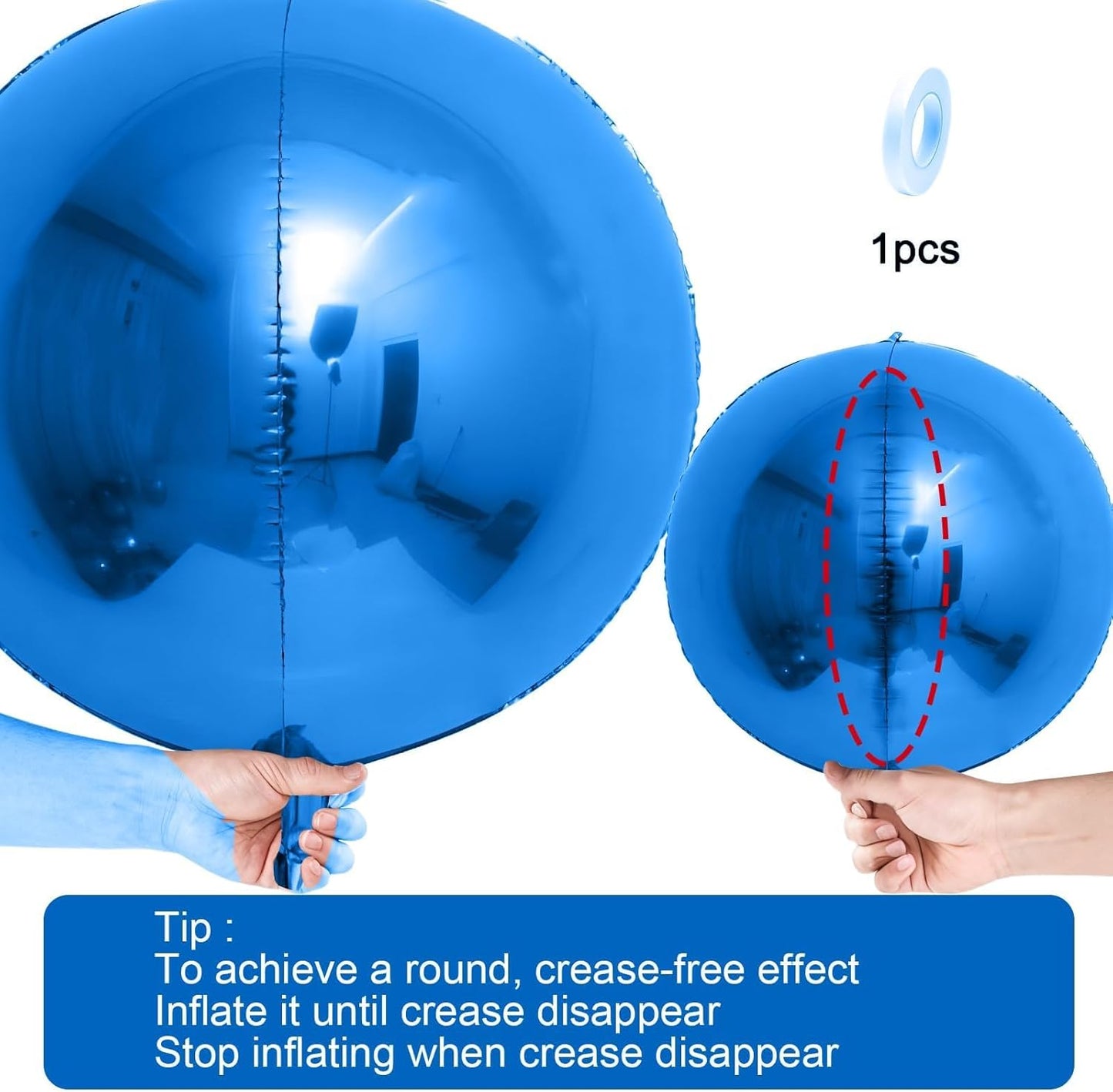 12Pcs Dark Blue Round Foil Balloons, 22" 15" 10" 4D Helium Ball Balloon, Metallic Blue Foil Balloon for Birthday Graduation Wedding Anniversary New Year Eve Disco Prom Party Decorations