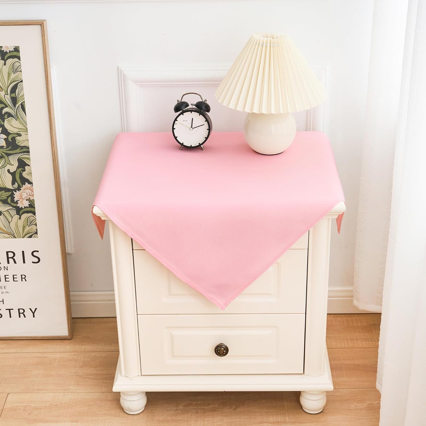 2 Pack Small Square Table Cloth 24X24 Inch Pink Tablecloth Washable Polyester Solid Table Cover for Night Stand End Table Side Table Outdoor Indoor