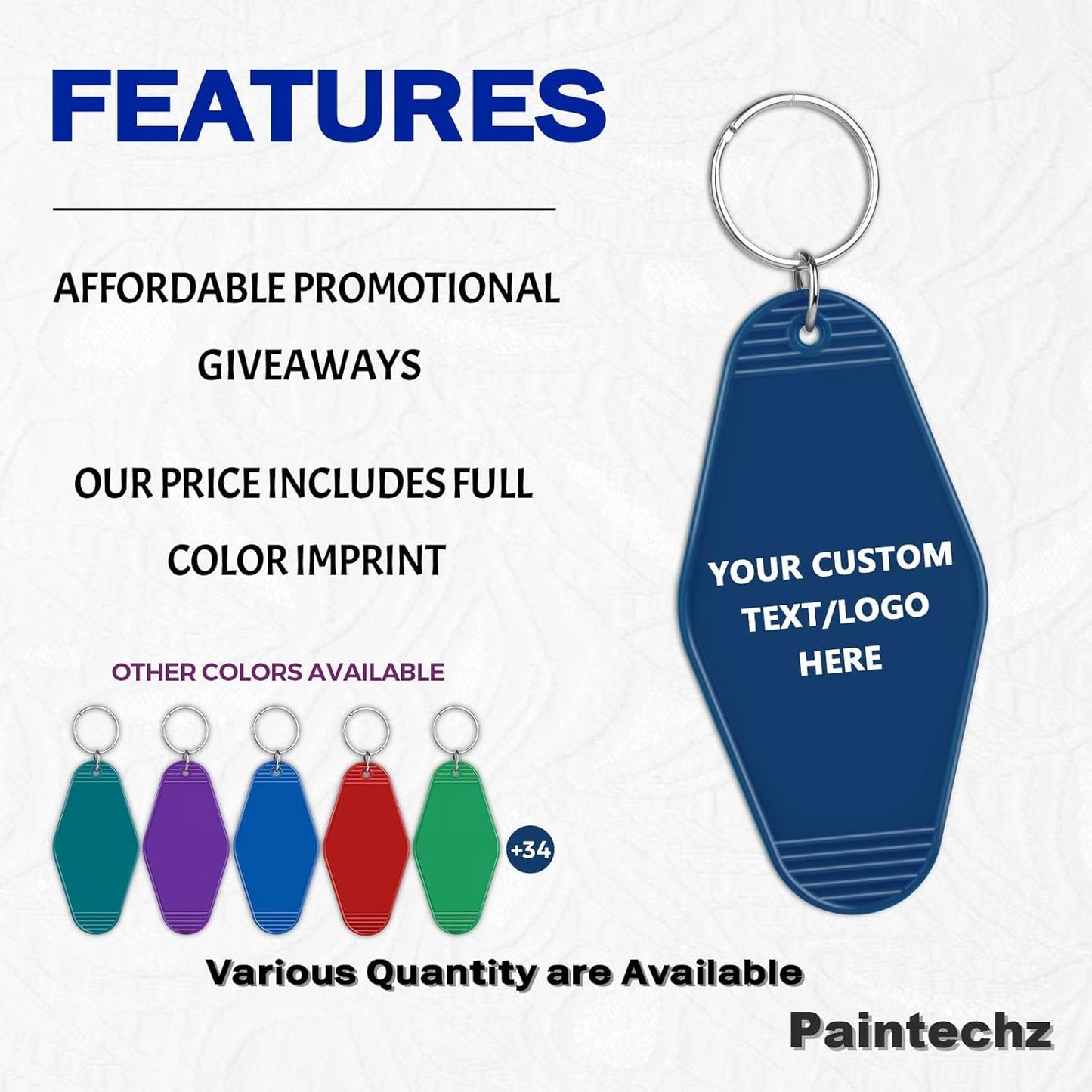 Custom Vintage Hotel Motel Keychains 700 Pack, Personalized Logo, Text Bulk - Perfect for Tradeshows, Campaign Gifts - Customizable Key Tags