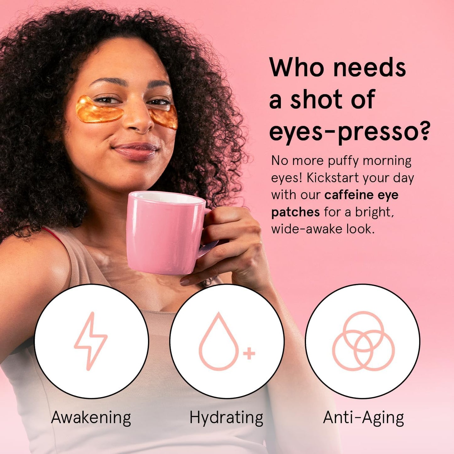 grace & stella Caffeine Under Eye Patches - Awakening Eye Patches for Puffy Eyes and Dark Circles - Under Eye Mask Patches with Niacinamide & Hyaluronic Acid - Vegan, Cruelty-Free (Bronze, 6 Pairs)