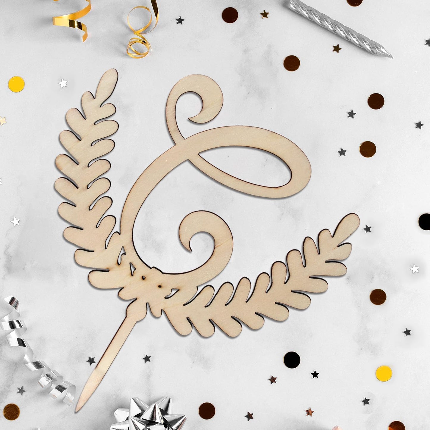 LINGTEER Personalized Inital Letter C Wooden Cake Topper Perfect for Birthday Rustic Wedding Anniversary Party Keepsake Decoration