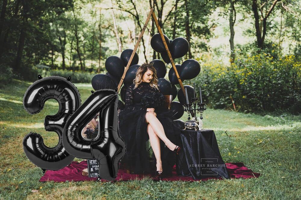 40 Inch Black Number Balloon 0-9(Zero-Nine), Big Size Happy Birthday Balloon, Foil Helium Big Number Balloon for Birthday Celebration Decorations Graduations Anniversary Photo Shoot