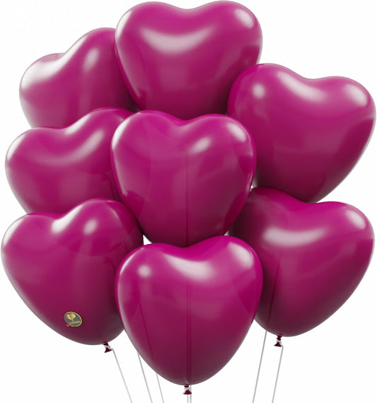 AFTERLOON® Biodegradable Balloons 24 pcs Magenta 10 Inch Heart Shaped, Thickened Extra Strong Natural Latex Helium Float, Proposal Marriage Love Baby Shower Gender Reveal Wedding Bridal Corazones