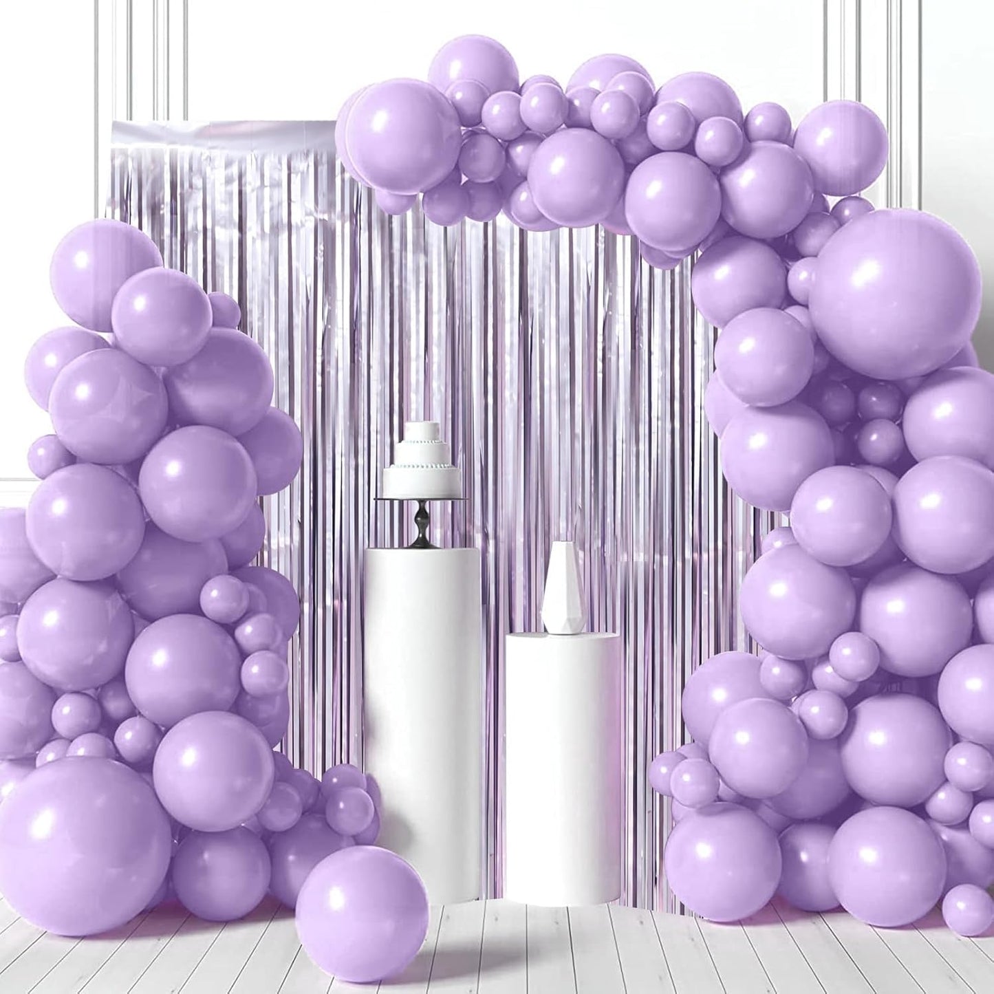 3 Pack 3.3 x 8.2 ft Light Purple Foil Fringe Backdrop Curtains, Tinsel Streamers Party Decorations, Fringe Backdrop, Door Shimmer for Baby Shower or Birthday Party