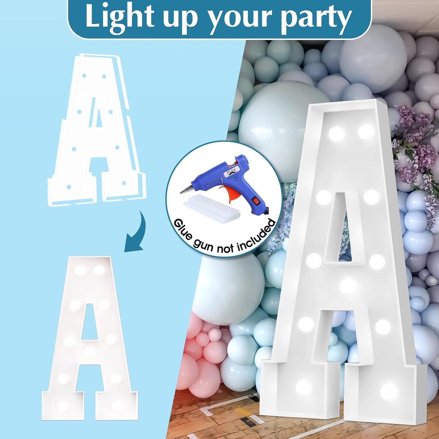 Ledido 4FT Marquee Light Up Letters, Cool White Light Up Letters Large Marquee Letter for Party Decorations, Mosaic Letter Q for Balloons, Wedding Birthday Graduation Decor