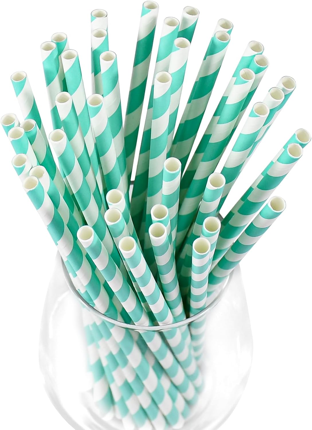 Light Blue 7.75 inch Disposable Paper Straws for Drinking, 100 Counts, Eco-friendly - for Baby Shower, Party, Decoration, Paper Crafts Sticks