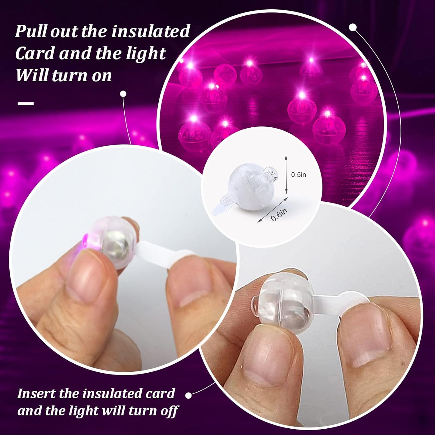 100pcs Pink LED Balloon Light, Mini Tiny Led Light Round Led Ball Lamp for Paper Lantern Balloon Indoor Outdoor Party Event Birthday Party Wedding Decoration Supplies