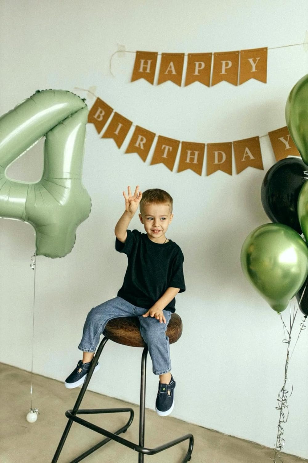 40 Inch Sage Green Large Number 4 Birthday Balloon, Giant Number Four 14 24 34 40 44 Balloons, Oliver Green Foil Mylar Big Balloons for Anniversary Graduation Supplies Decorations