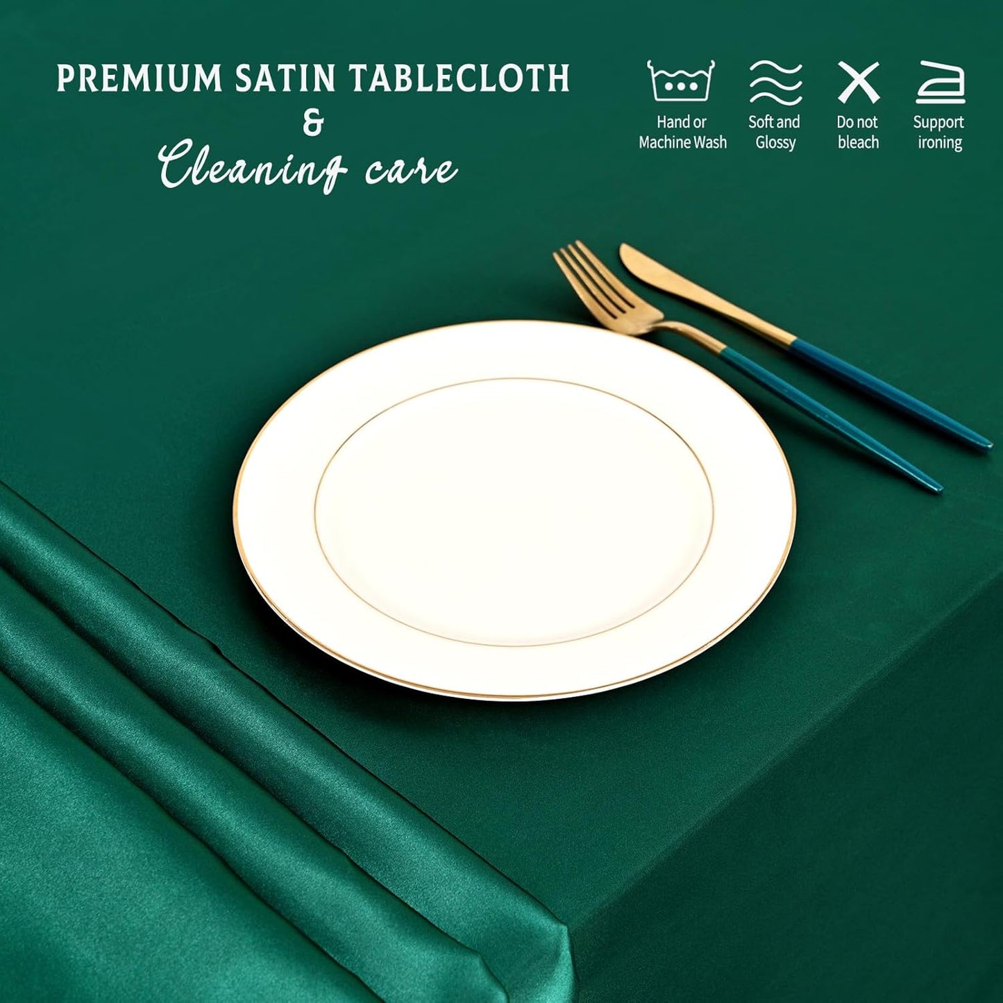 6 Packs Satin Tablecloth 57 x 108 Inch Dark Green Rectangular Table Cloth Silk Tablecloth Smooth Fabric Overlay Satin Table Cover Decoration for Wedding Party Banquet Events