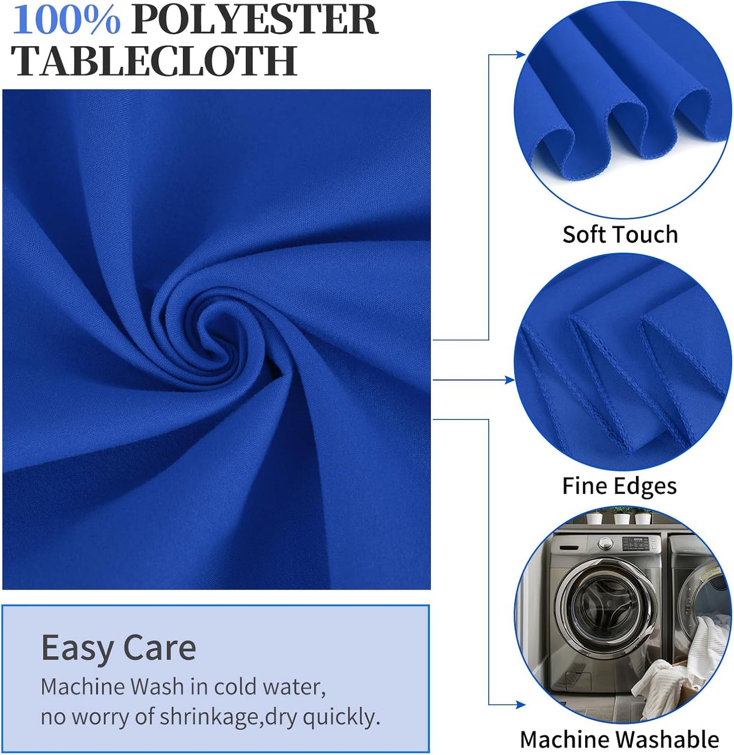 6 Pack Round Tablecloths - 90 Inch, Royal Blue Polyester Table Cover for Round Table, Stain and Wrinkle Resistant Washable Fabric Table Cloth, Polyester Tablecloth for Wedding Banquet Parties