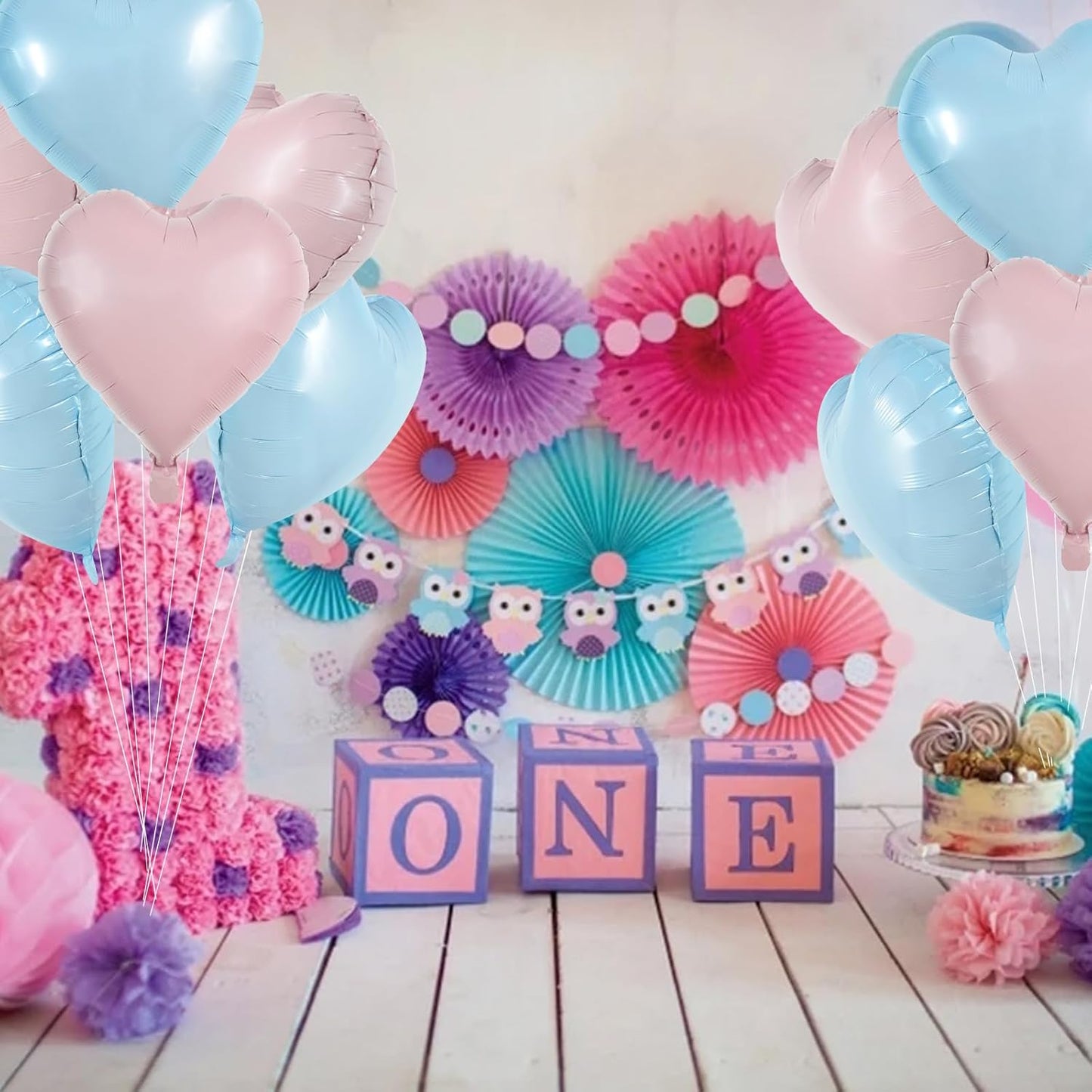 TONIFUL 15Pcs 18 Inch Heart Balloons Pastel Pink Blue Heart Shape Foil Mylar Balloons Decoration for Baby Shower Wedding Bridal Shower Anniversary Engagement Birthday Party Supplies