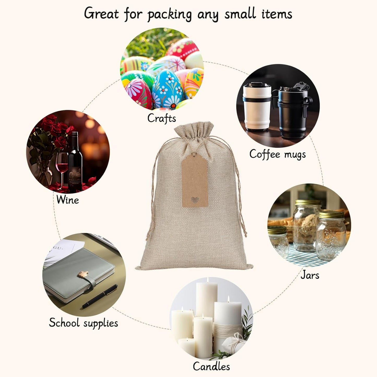 Burlap Bags with Drawstring - 20Pcs 8x12 Gift Sacks for Wrapping Halloween Favors, Breads, Seeds, Mason Jars, For Birthday, Wedding, Rodeo Themed Party or Household Use