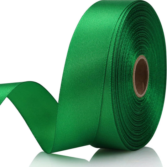 Green Polyester Ribbon - 7/8 Inch, 30 Yards - Classic, Solid, Versatile for Multiple Occasions