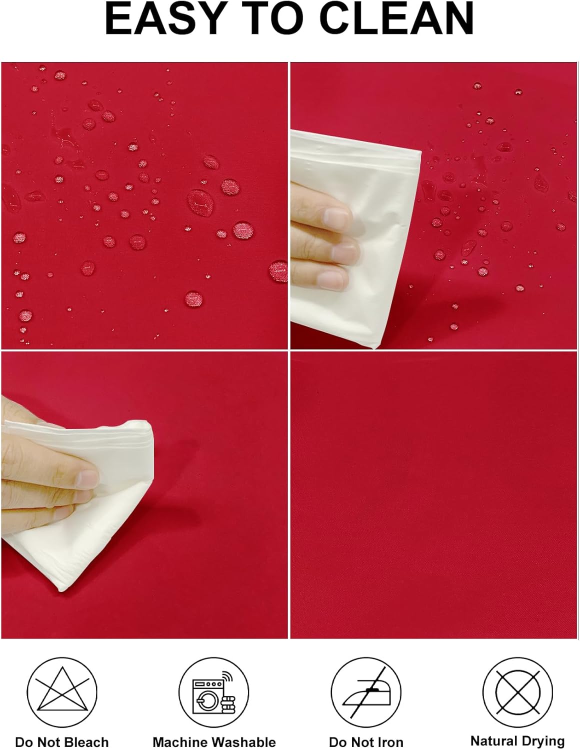 Fokitut 2 Pack Waterproof Rectangle Tablecloth, 90x132 Inch,Stain Resistant and Wrinkle Polyester Table Cloth, Fabric Table Cover for Kitchen Dining, Wedding, Party, Holiday Dinner-Red