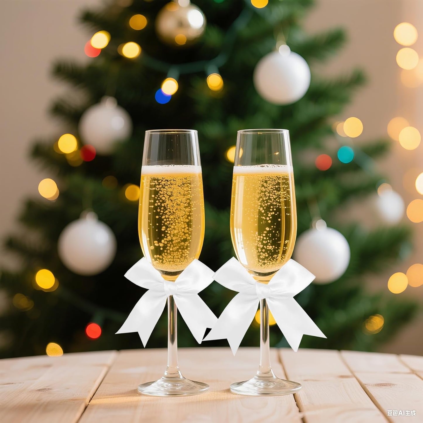 50 Pieces Gift Wrap Bows Premium Satin Ribbon Bows 3.3 Inch Craft Bows for Gift Wrapping DIY Treat Bags Holiday Gifts Bag Party Decorations, Wedding Decor Christmas Birthday Presents (White)