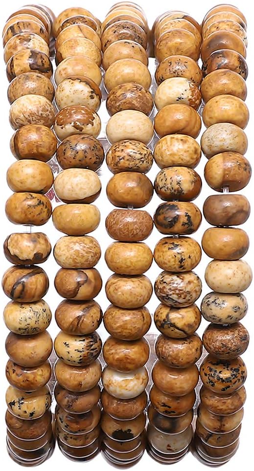 Natural Brown Picture Jasper Stone Rondelle 4x6mm Loose Semi Gemstone Beads for Jewelry Making 38cm